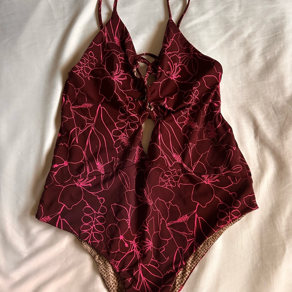 Acacia Swimwear Burgundy and Pink Bikini
